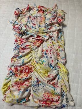 CAbi Multicolor Splatter Ruched Shirt